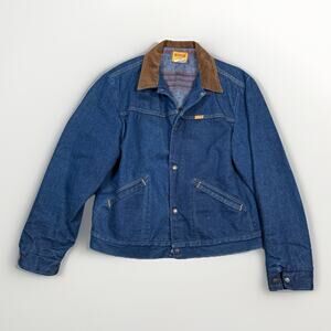 VTG Rustler Denim Jacket Blanket Lined Corduroy Collar Men's Size Large USA 70s